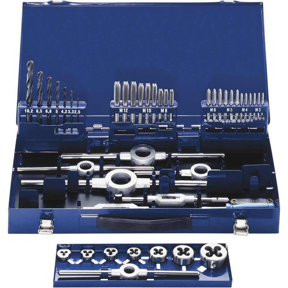 Exact 10721 - Juego de machos y terrajas (tamaño: 2,50-10,25x40-75mm, pack de 49)