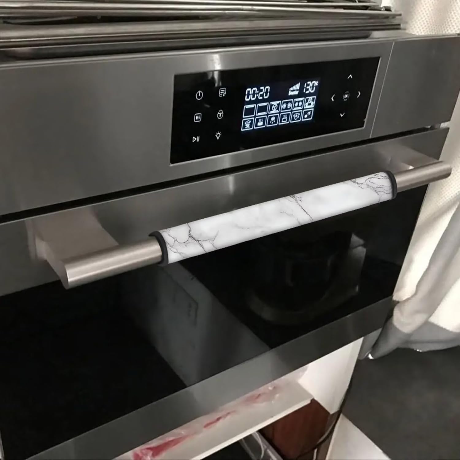 Coldinair White Marble Print Refrigerator Door Handle Covers,Kitchen Appliance Handle Cover for Fridge Microwave Oven Dishwasher,Home Decor