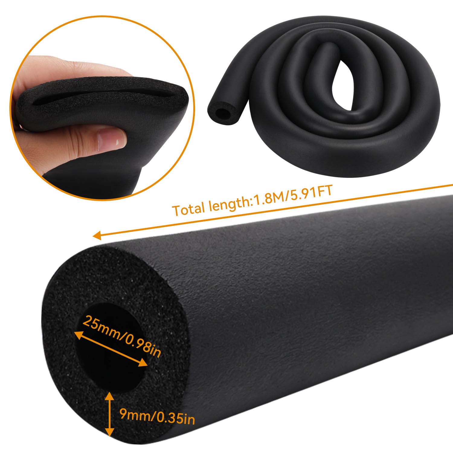 PATIKIL Tubo Di Schiuma Isolante Per Tubi – Diametro 25x37 Mm, Lunghezza 2 M, Per HVAC, Antigraffio E Termico, Bianco