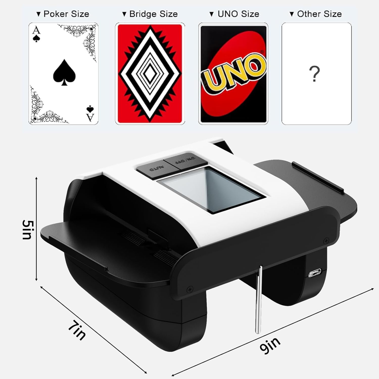 Automatic Card Shuffler - Electric One-Press Shuffler Machine 2000mAh Rechargeable 1-2 Decks for Poker UNO Blackjack Phase 10 Card Shuffler 2 Deck Automatic & Manual Mode