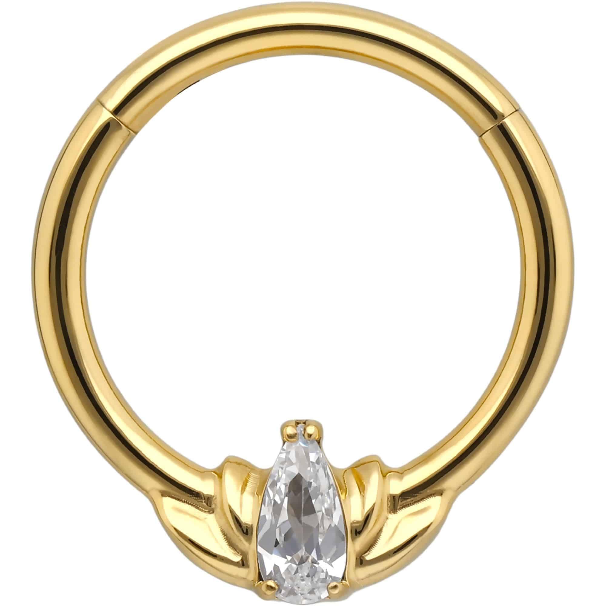 PIERCINGLINE Piercing Ring Titan Segmentring Clicker LOTUSBLÜTE - Goldfarben, Silberfarben