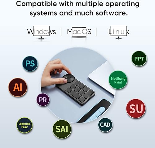 Miniatura 9 de XPPen Mini Keydial ACK05 Teclado de acceso directo inalámbrico Bluetooth programable Express Control remoto con dial y teclas expresas