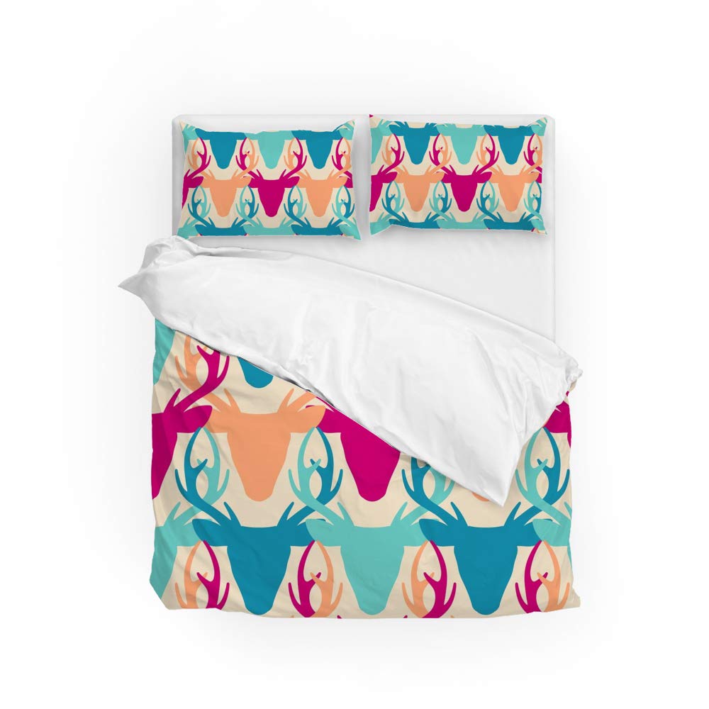Housse de couette anti-décoloration tête de cerf ultra douce grand lit King size