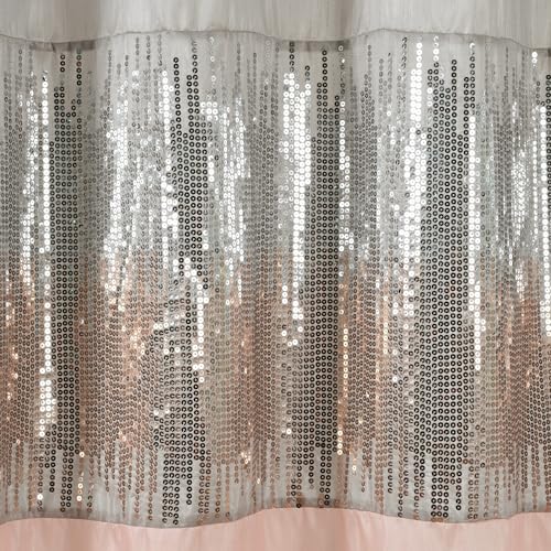 Rideau de douche tissu gris rose blush 183x183 Ciel Nocturne