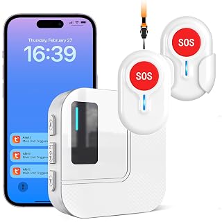 DAYTECH Wireless Caregiver Pager Emergency Button for Seniors WiFi Smart Caregiver Call Button Panic Alert System for Elderly, 1 Receiver 2 Panic Buttons - Amazon product rated Grade A