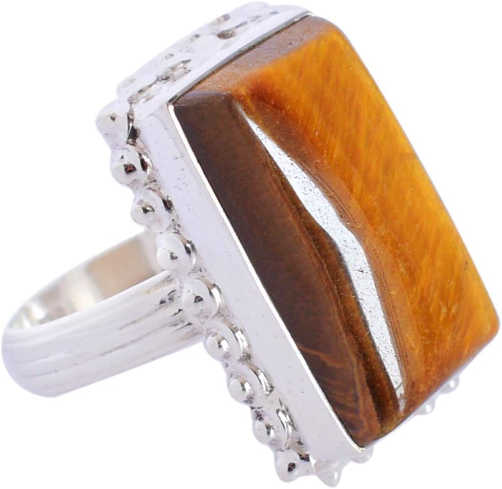 Ravishing ImpressionsAttractive Tiger Eye Gemstone 925 Solid Sterling Silver Ring Designer Jewelry Gift For Her