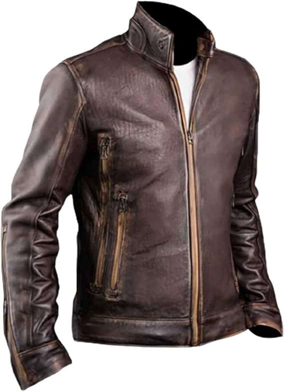 Leather Motorcycle Jacket - Sizes 
