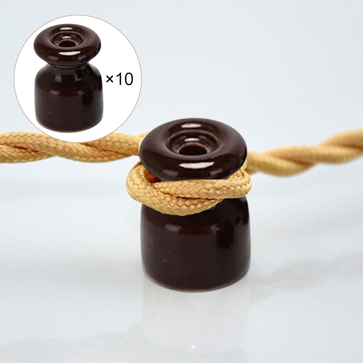 CALANDIS™ 10x Porcelain Insulators Electrical Accessories for Wall Wiring Twisted Cord Brown | Conduit Fittings | Conduit, Fittings & Tubing | Wire & Cable | Connectors, Switches & Wire