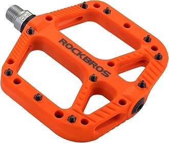 Rockbros Mountain Bike Pedals Nylon Composite Bearing 9/16" Mtb Bicycle Pedals With Wide Flat Platform Orange