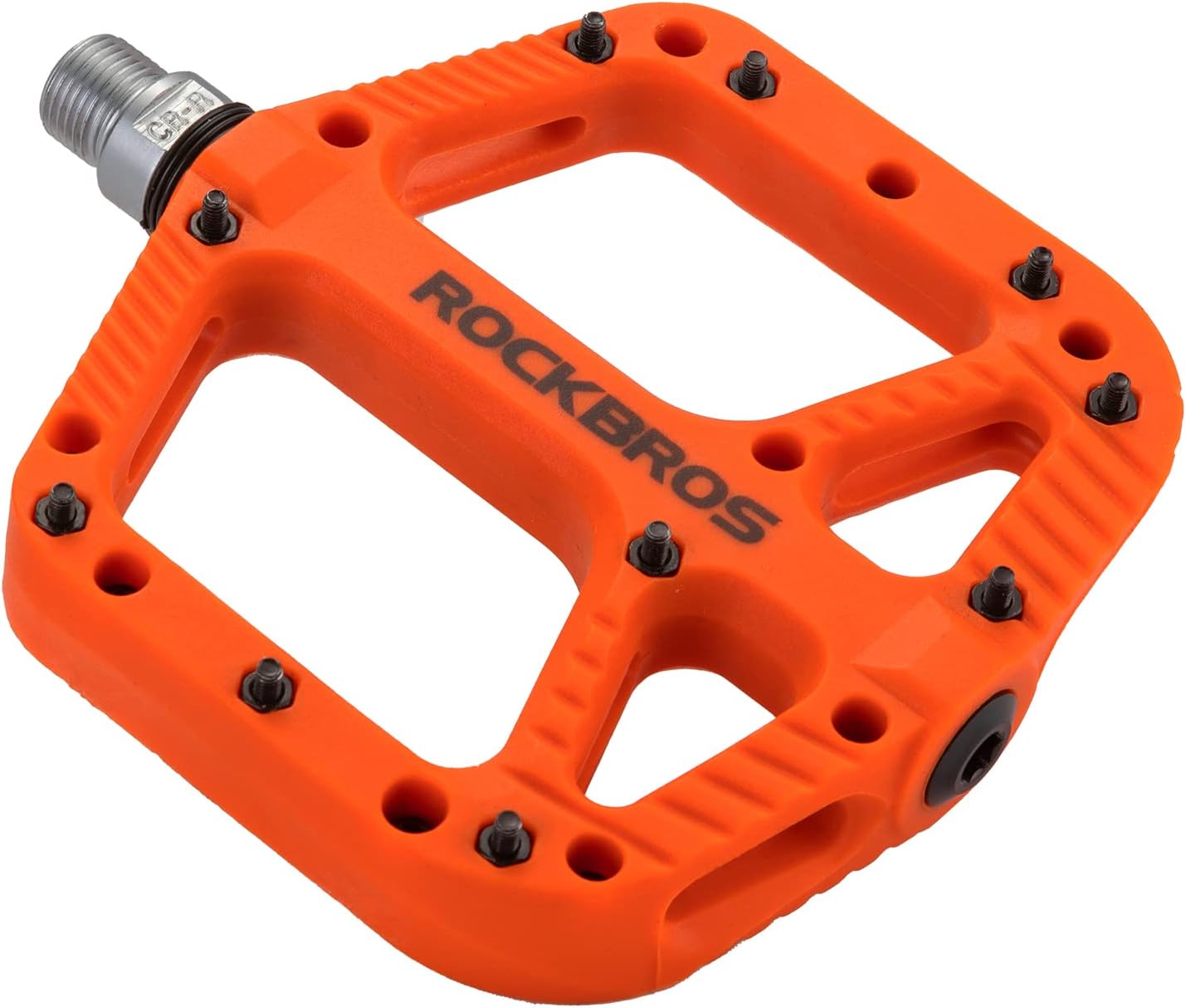 Rockbros Mountain Bike Pedals Nylon Composite Bearing 9/16" Mtb Bicycle Pedals With Wide Flat Platform Orange