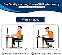 Vista 3 de QUTOOL Almohada de apoyo lumbar para silla de oficina, soporte de espuma viscoelástica para espalda baja, alivio del dolor de espalda, cojín