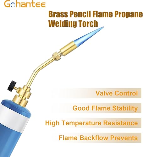 Miniatura 4 de Cabeza de Antorcha de Propano con Llama de Lápiz de Latón, Cabeza de Antorcha de Gas de Soldadura con Versión Mejorada Completa de Latón, Alimentado