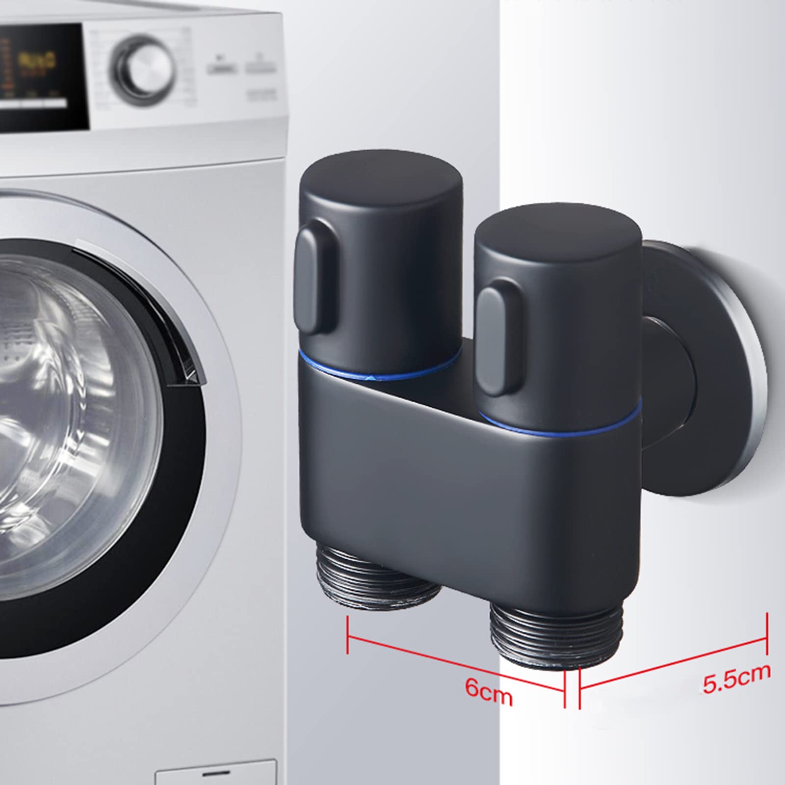 TTDGYYXW Rubinetto per Lavatrice Uno in Due Rubinetto in Ottone Splitter Rubinetto per Lavatrice Doppio Uso Rubinetti in Ottone da Esterno per WC, Nero C(Nero A)