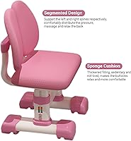 Vista 5 de Small Desk, Desk Chair Set, Widened Desktop Multi Separation Cartoon Pattern Kids Adjustable Height Study Table with Drawer Chair(Pink)