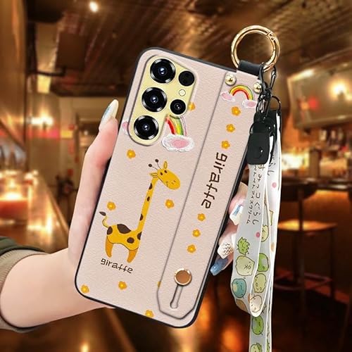Phone Case Compatible with Oukitel C68, Cute Anti-knock Lanyard Back Cover Protective Dirt-resistant Durable Kickstand Design Ca