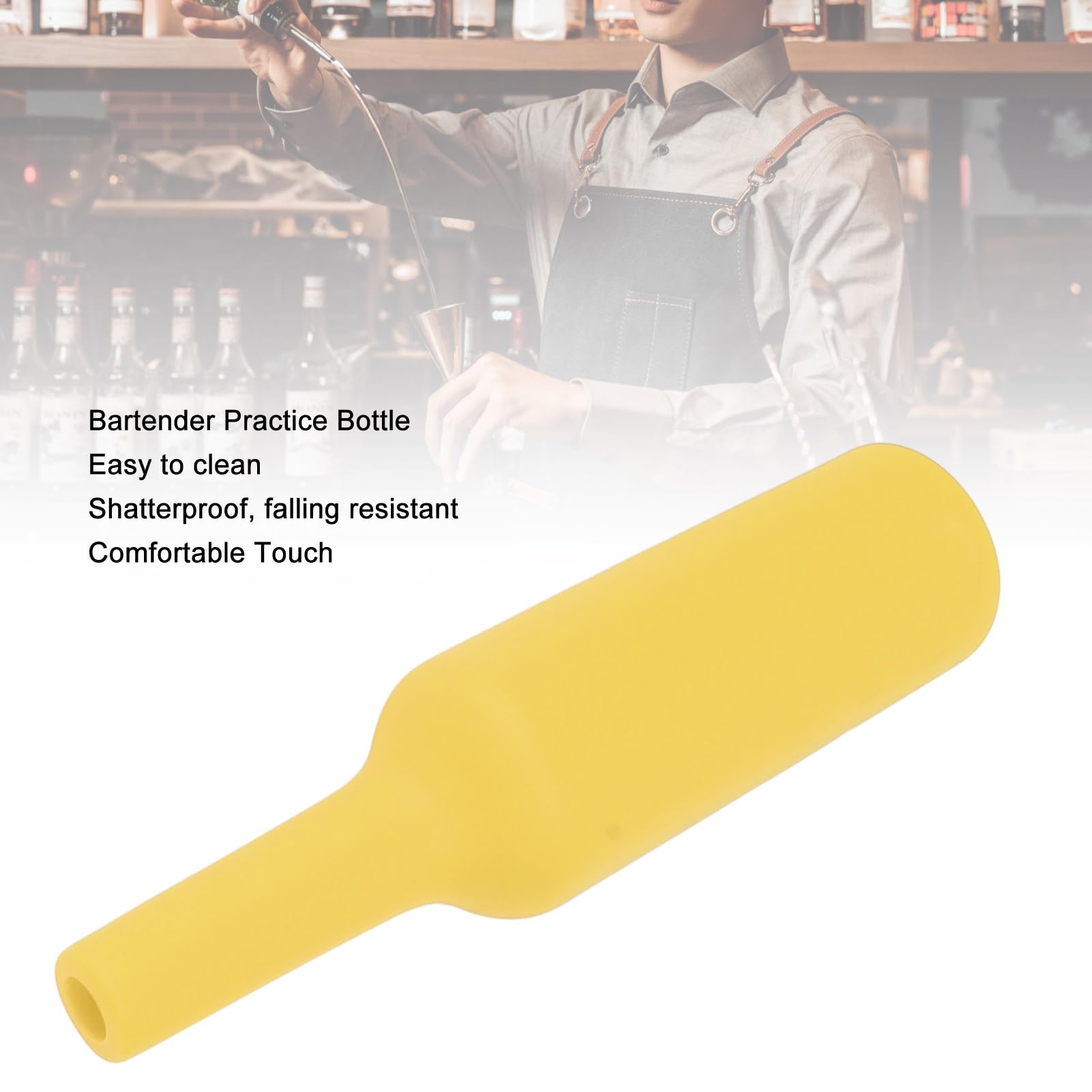 CCYLEZ Bouteille de Barman, Nettoyage Simple en Silicone, Incassable, Résistante aux Chutes, Bouteille Pratique de Barman pour Bar (YELLOW)