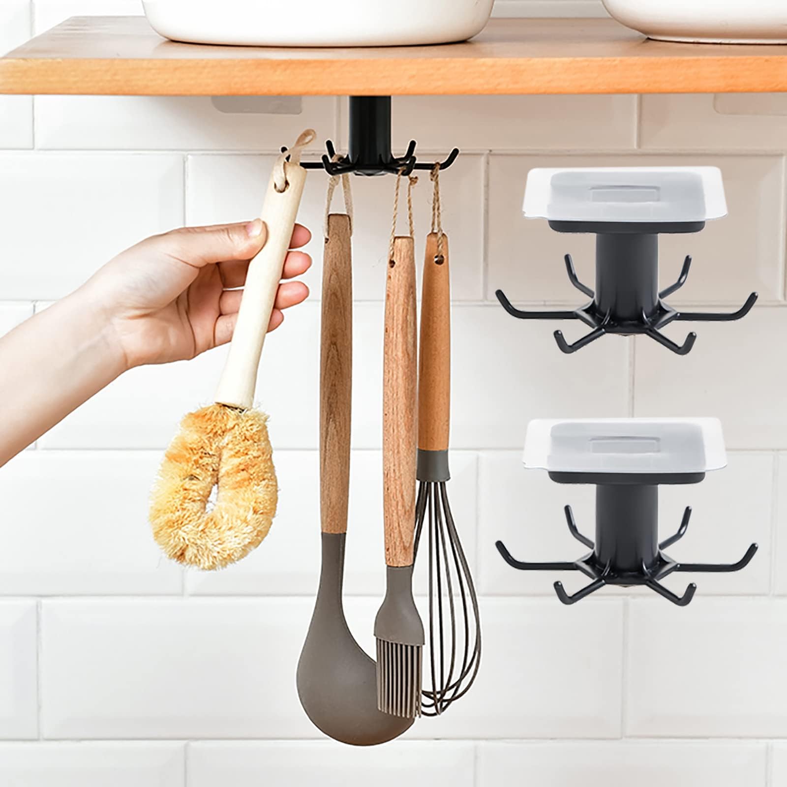 EigPluy 2pcs Kitchen Utensil Rack, 360° Rotating Under