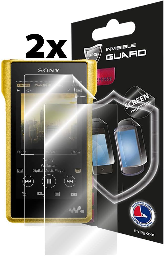 IPG For Sony Walkman NW-WM1Z / NW-WM1A (2X) Screen Protector with Lifetime Replacement Warranty Invisible Protective Screen Guard Skin- Smooth/Bubble -Free