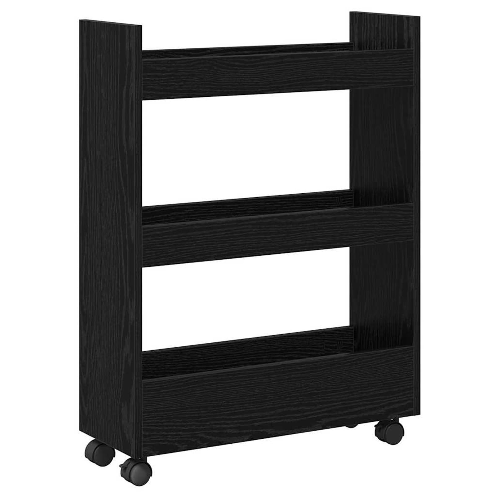 Geecher Carrello di Stoccaggio Stretto, Mobile da Cucina con Ruote e Freni, 60 x 22 x 80 cm, in Legno Multistrato Rovere Nero, per Cucine Piccole e Stanze di Servizio