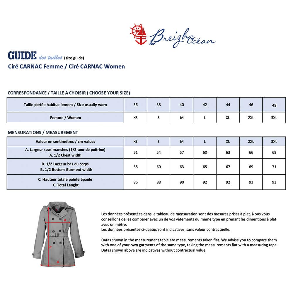 Breizh Ocean - Ciré Imperméable, du XS au 3XL, Création Française CARNAC, Trench Femme avec Capuche Amovible - Coupe vent, Impermeable et Manteau Femme