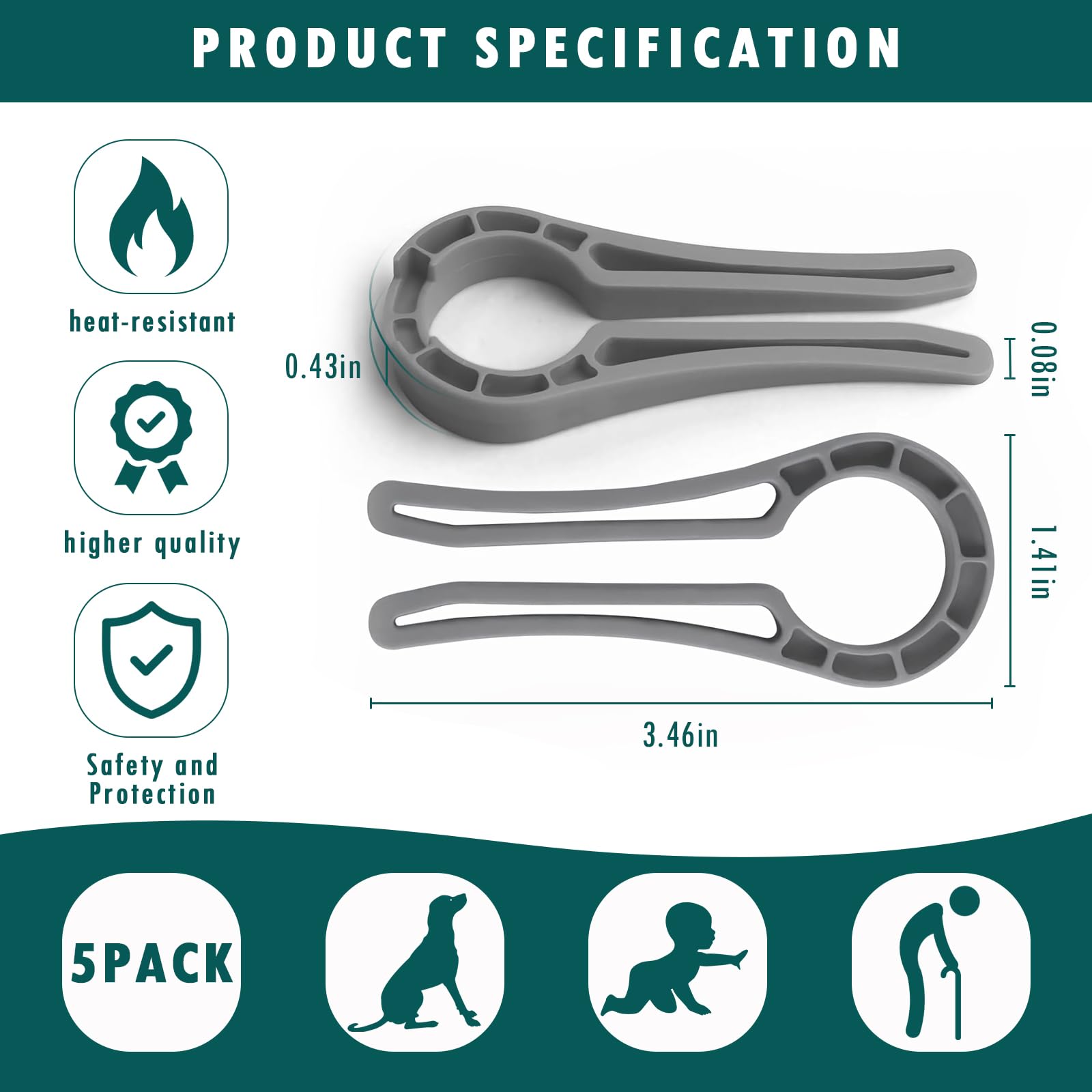 Jemey Stove Knob Locks 5 Pack – Child Safety Oven Knob Covers, Heat-Resistant & Baby Proof Gas Stove Lock for Kids & Pets, Universal Fit for Most Stove Knobs