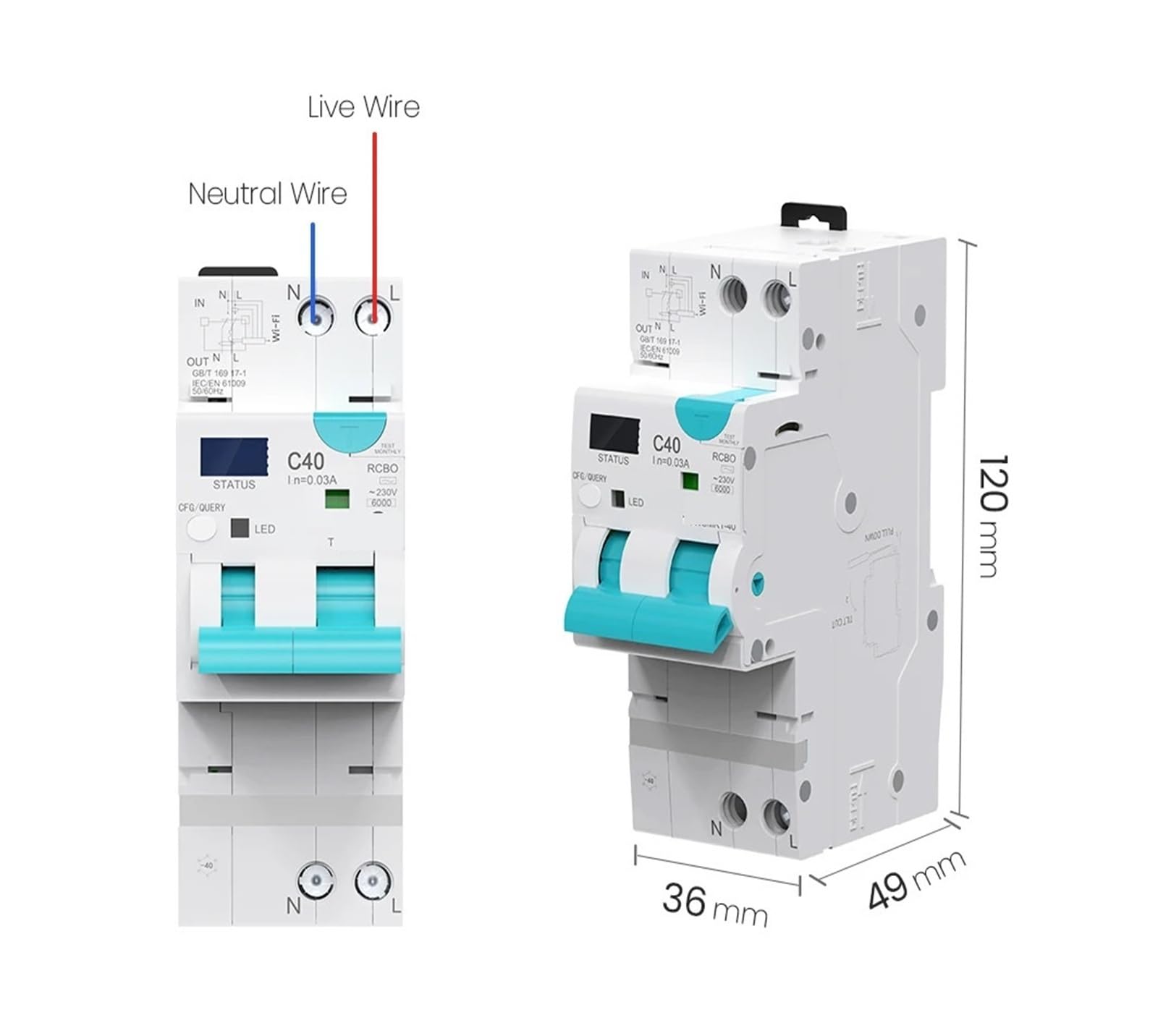 Disjoncteur à courant résiduel à courant réglable de type AC, fonctionne(1-20A Adjustable)