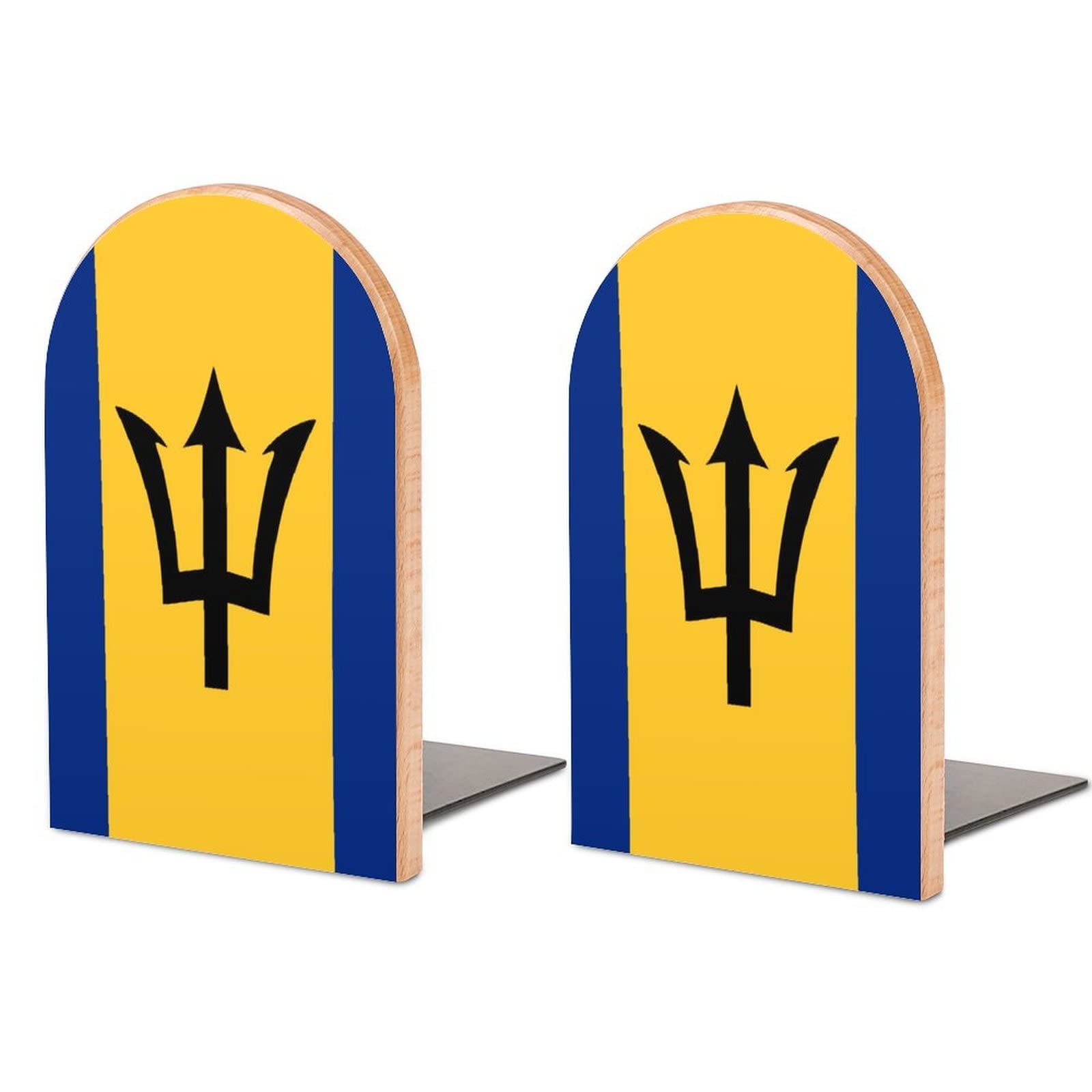 Barbados Flag Bookends Heavy Duty Book Ends 1 Pair Home Office Shelves Book Stand Holder Decorative