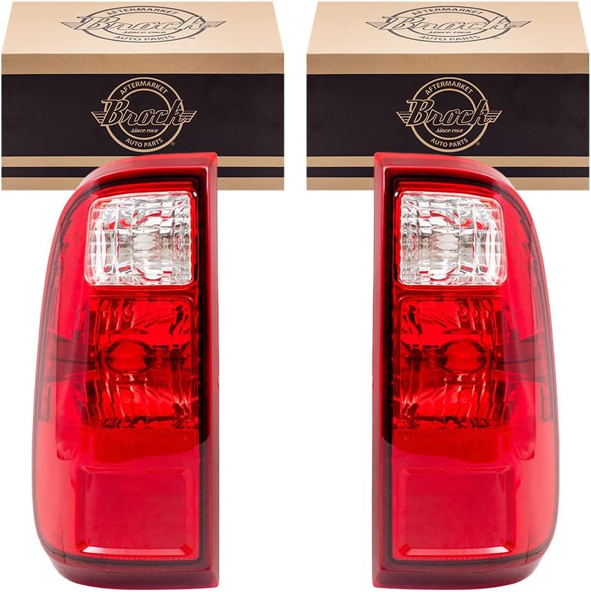 Brock Replacement Driver and Passenger Taillights Tail Lamps Compatible with 2008-2016 F250 Super Duty Pickup Truck BC3Z13405A BC3Z13404A