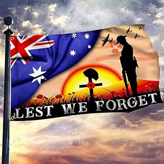 Anzac Day Lest We Forget Flag - Australia Red Poppy Pray Peace Flag - Double Sided Grommet Flag - Decor Outdoor Flag For M...