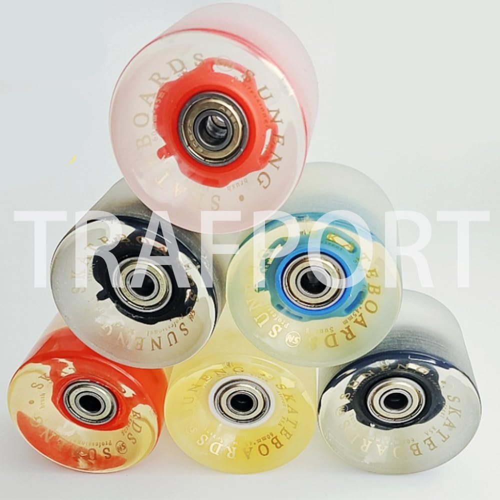 Koła deskorolkowe 60 mm z łożyskami, zestaw 4 zapasowych kół do Longboard 78a dla mężczyzn, kobiet i dzieci, do wnętrz i na zewnątrz. Czarny 60