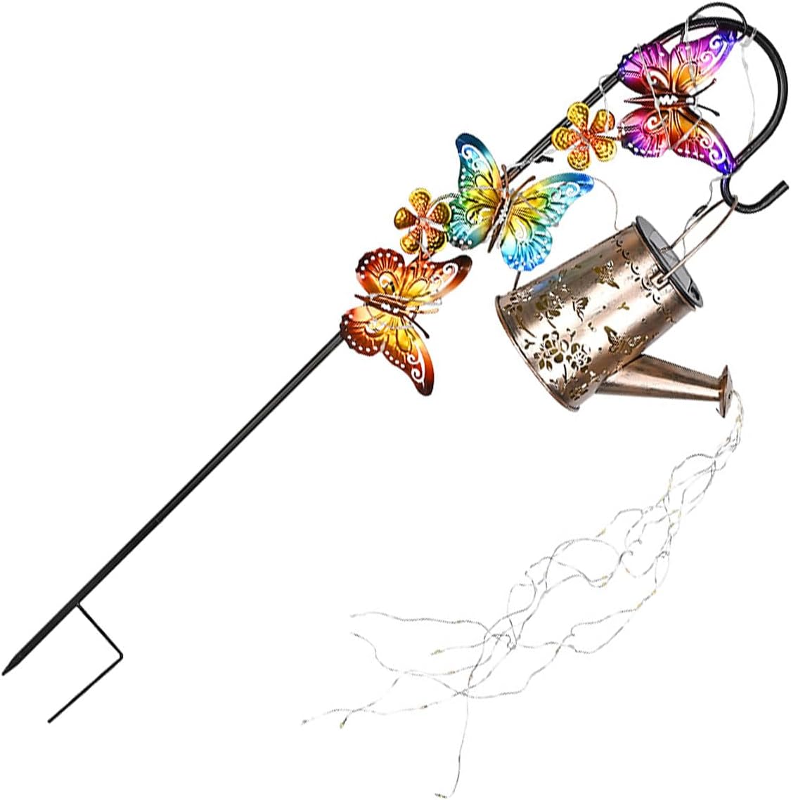Garden Stake Solar Watering Can Decor