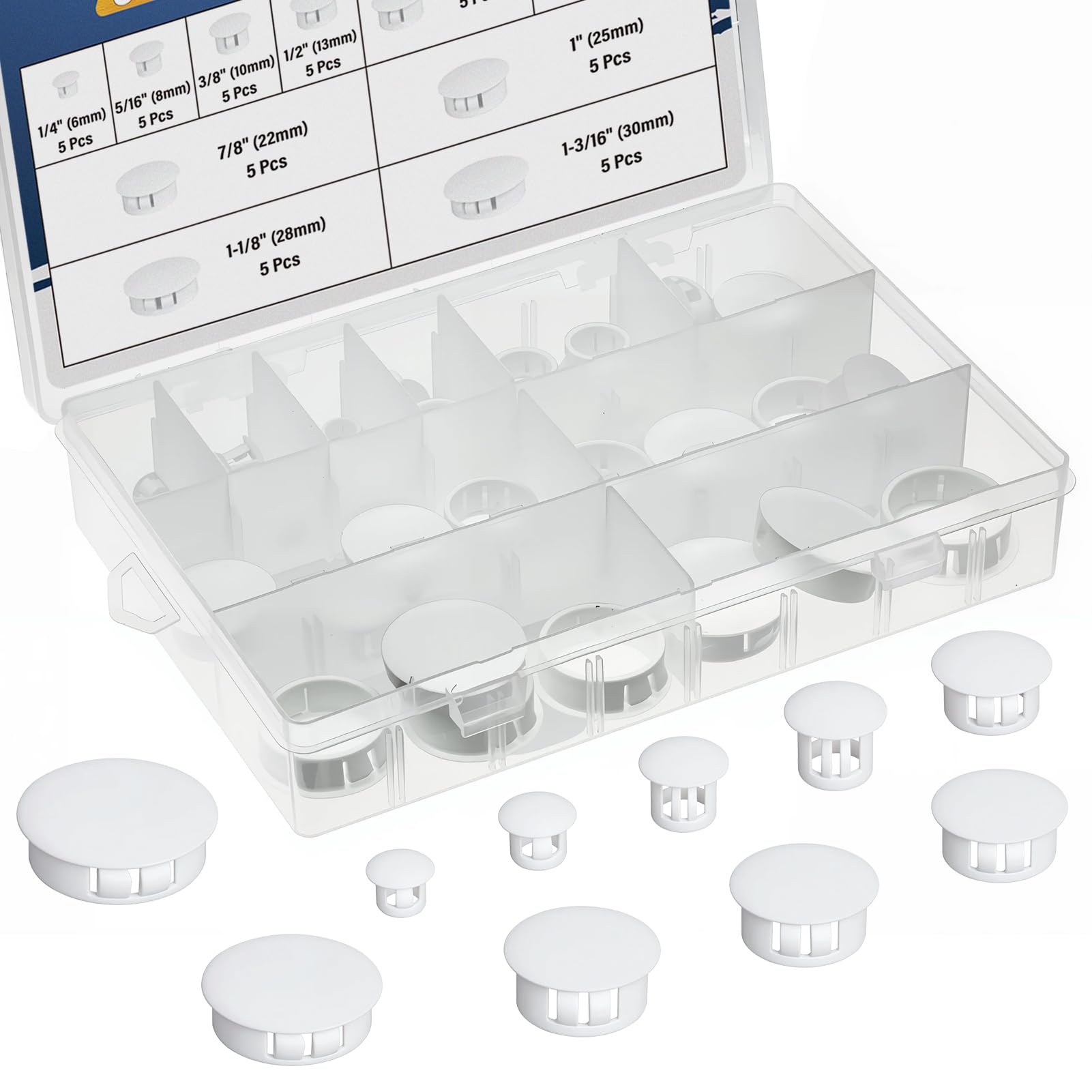 10 maten nylon kunststof gatstoppen kit 6 mm 8 mm 10 mm 13 mm 16 mm 19