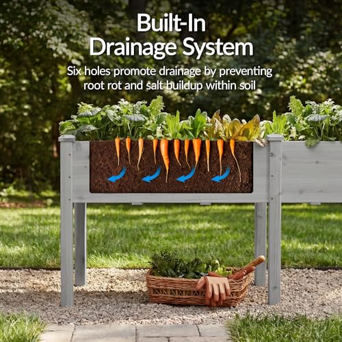 Image of Best Choice Products 72x24x30in Raised Garden Bed, Elevated Wood Planter Box Stand for Backyard, Patio, Balcony w /Divider Panel, 6 Legs, 300lb Capacity - Gray