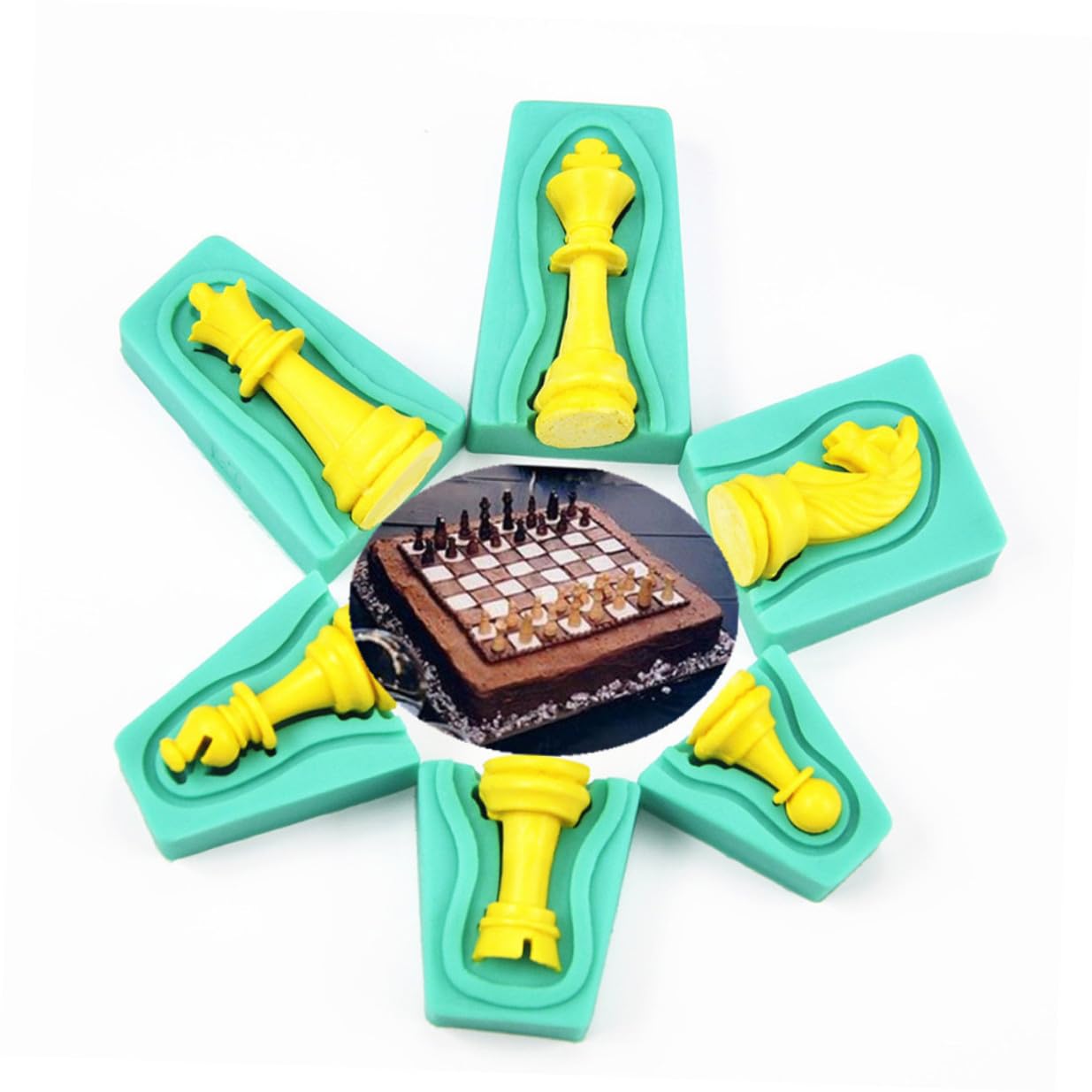 SHINEOFI 12 Stück Teiliges Silikon Backform Schach Figuren Motiv Kreative DIY Kuchenform für Schokolade Fondant Kekse Handgefertigte Desserts Lebensmittelecht Antihaftbeschichtet Einfach