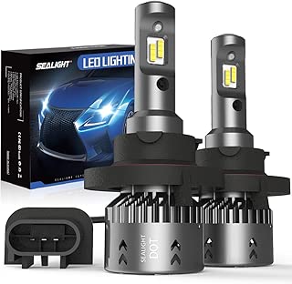 SEALIGHT H13/9008 LED Headlight Bulbs High Low Beam Headlamps Conversion Kit 1 by 1 Mini Design with Fan S2 Series CSP Chips 7600LM 6000K Xenon White - coolthings.us