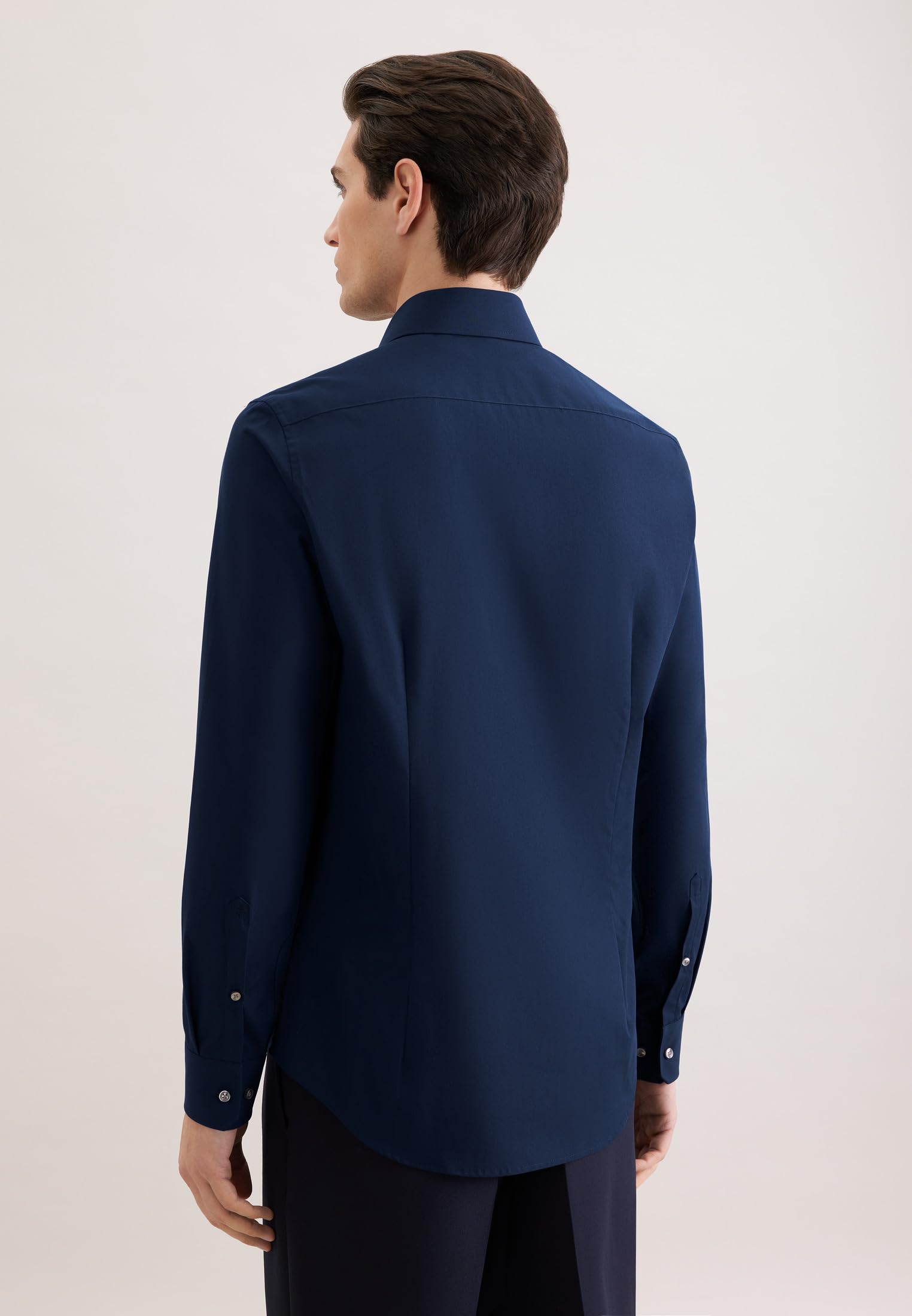 Seidensticker Męska koszula slim fit z długim rękawem popelina, granatowy, 42