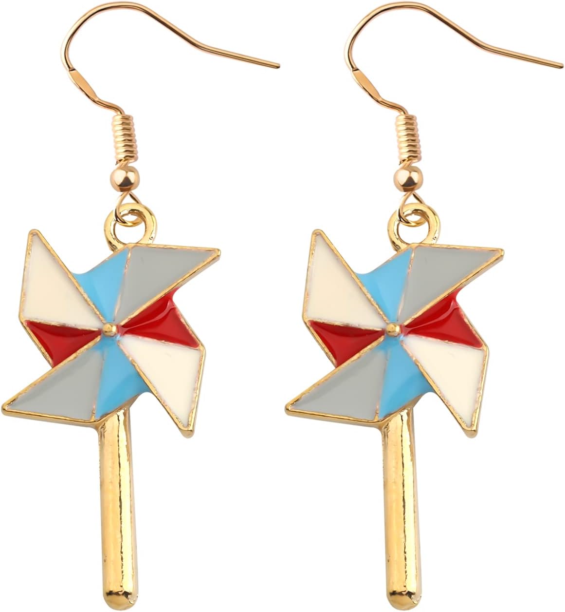 PLITI Windmill Dangle Earrings Pinwheel Ear Hooks Earring Colorful Windmill Charm Jewelry For Mother Daughter BFF Friendship Gift
