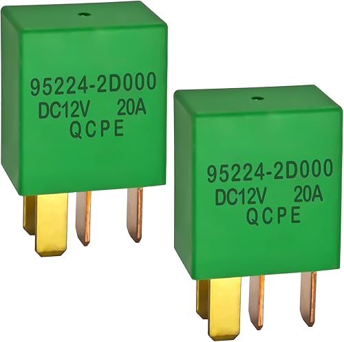 Relé de potencia automotriz 95224-2D000 (juego de 2), 4 pines 12V 20A Relé de potencia multiusos, compatible con vehículos Hyundai y KIA