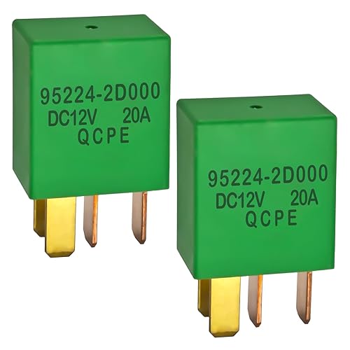 Relé de potencia automotriz 95224-2D000 (juego de 2), 4 pines 12V 20A Relé de potencia multiusos, compatible con vehículos Hyundai y KIA
