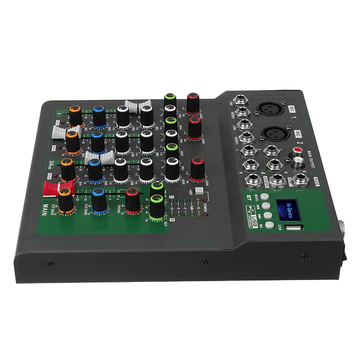 YONGYAO Microfono DJ a 4 canali per Il Controllo del Mixer Audio Bluetooth con LED Digital Display Music Stream