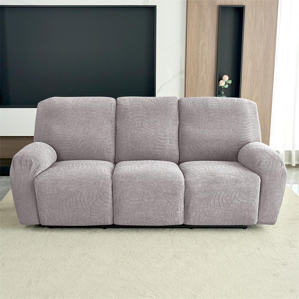 3 Seater Anti-Dirty Recliner Sofa Cover Leaves Jacquard Armchair Covers Elastic Non-Slip Split Couch Slipcover for Home,A2,3 Seater Sofa Cover