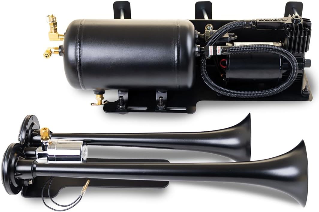 Kleinn Air Horns JeepKit-1 Complete Bolt-On Dual Air Horn Kit for Jeep Wrangler - Black