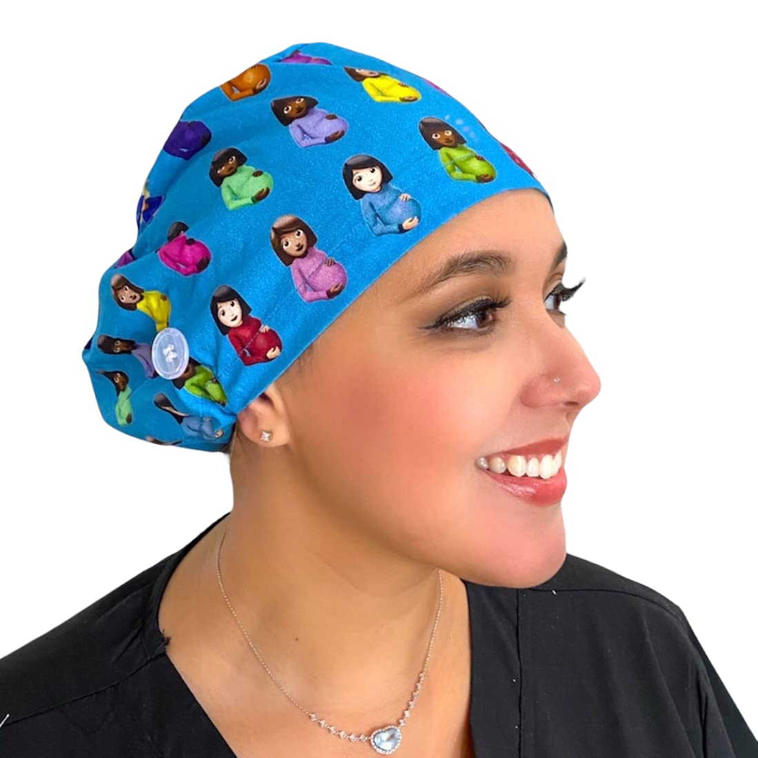 Sunshine Caps CoLabor and Delivery Teal Scrub Cap, Euro Surgical Cap, OBGYN Scrub Hat, Optional Satin Lining