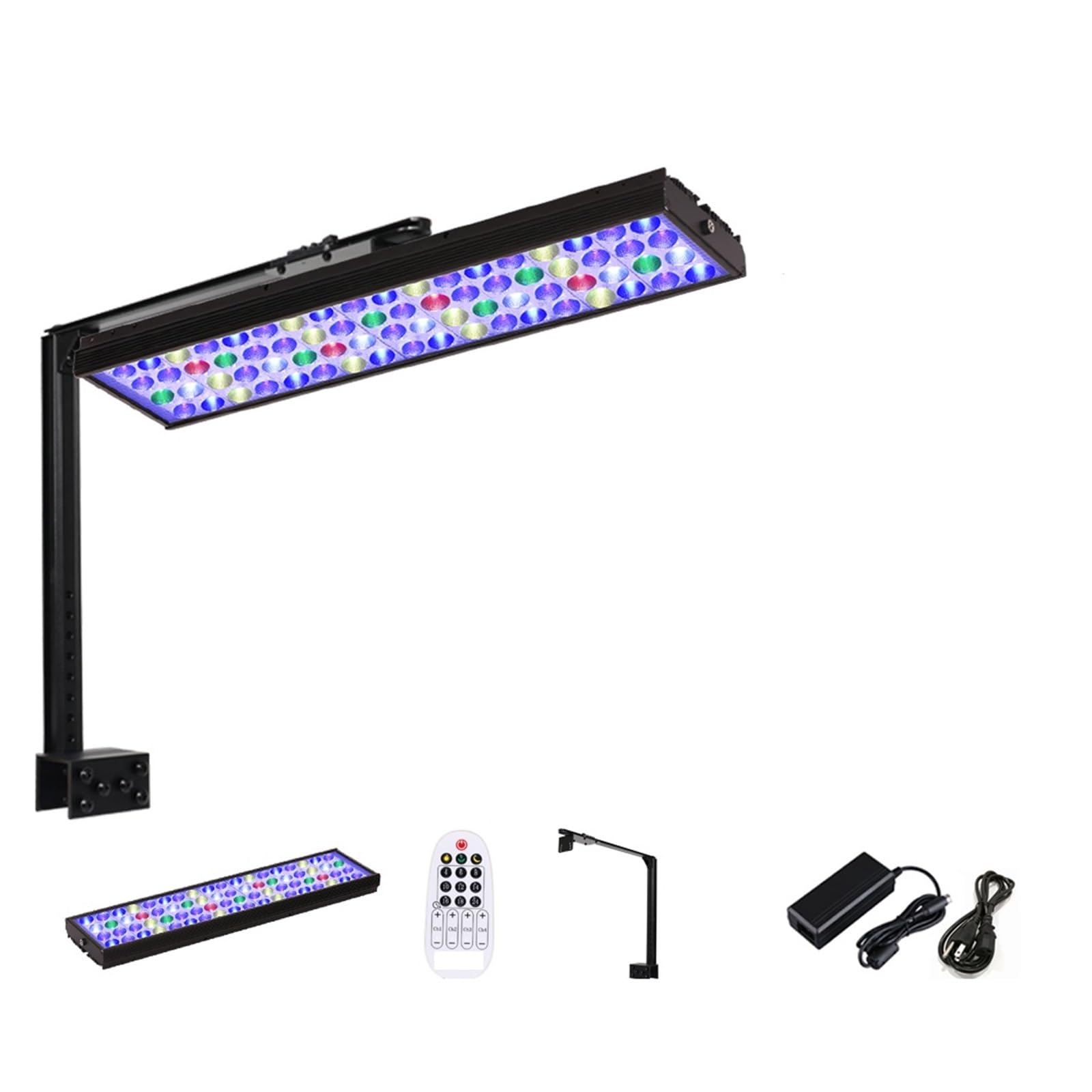 Luz del acuario, Luz de acuario marino de 60cm y 24 ", luz Led de arrecife, espectro completo de luz de acuario for lámpara de pecera de acuario marino de arrecife de Coral(With arm kit)
