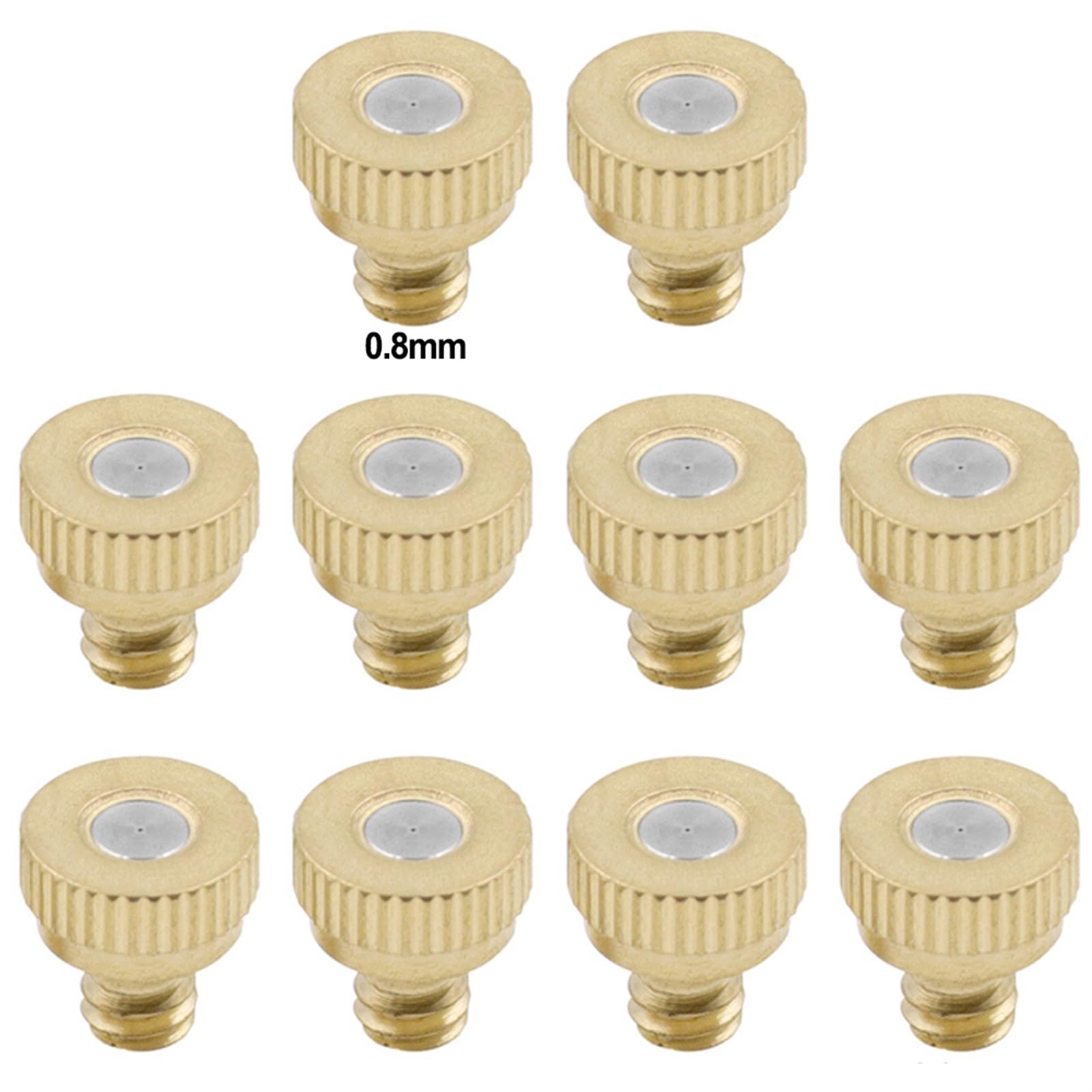Brass Mister Nozzles 10Pcs Brass Misting Nozzles for Garden Sprinkler Outdoor Cooling System Watering Sprinklers Supplies(0.8mm)