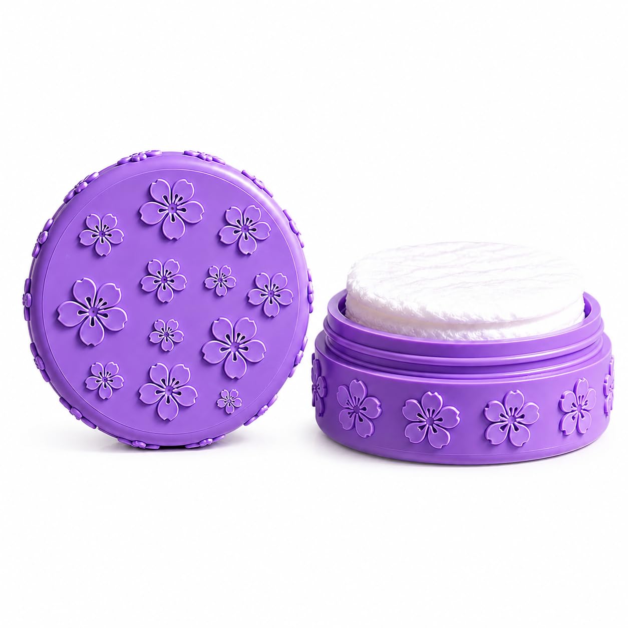 Round Powder Puff Case with Soft Makeup Powder Puff, Floral Cosmetic Puff Storage Box, Face Powder Applicator for Loose & Compact Powder, Portable Makeup Sponge Holder for Travel & Daily Use-image-25