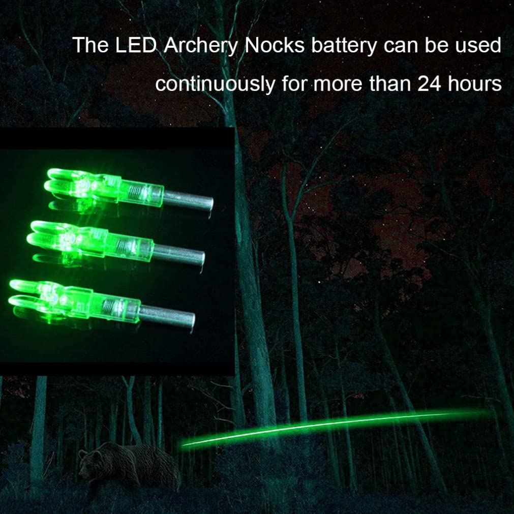 Encoches Lumineuses LED pour flèches, en Plastique, pour l'archerie. Lot de 12 encoches Lumineuses de Couleur aléatoire.