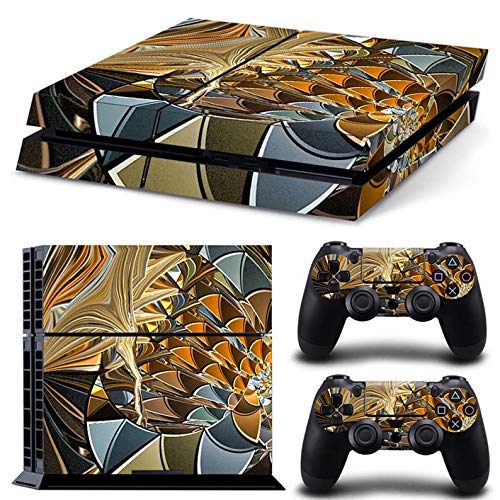 ZOOMHITSKINS PS4 Console and Controller Skins, Mineral Glass Crystal Mirror Gold Silver Ice Metallic Robot, High Quality, Durable, Bubble-free Goo-free, 1 Console Skin 2 Controller Skins, USA Made