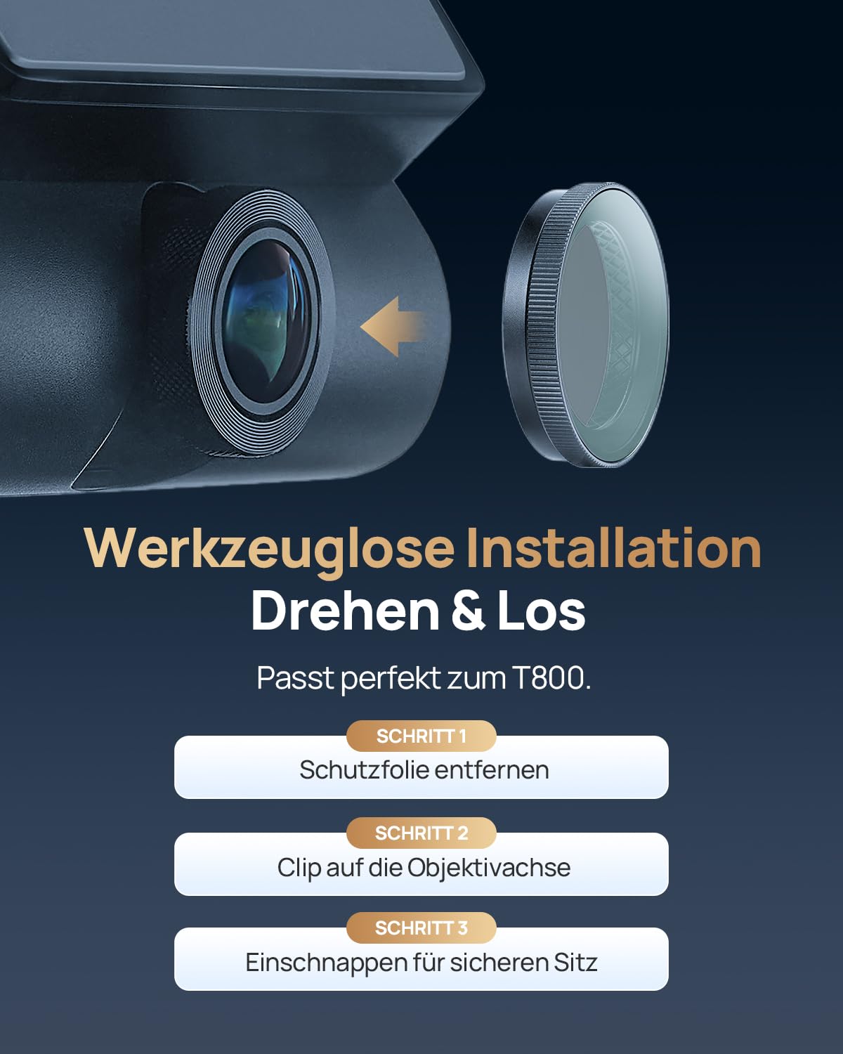 【70mai A810lite Dashcam +64GB Karte+CPL】 70mai A810 Lite Dashcam Vorne Hinten, 4K Dashcam 2160P+1080P mit 64GB Karte, 24H Parküberwachung, 4G LTE Fernzugriff unterstützt, Notfall-Voraufzeichnung