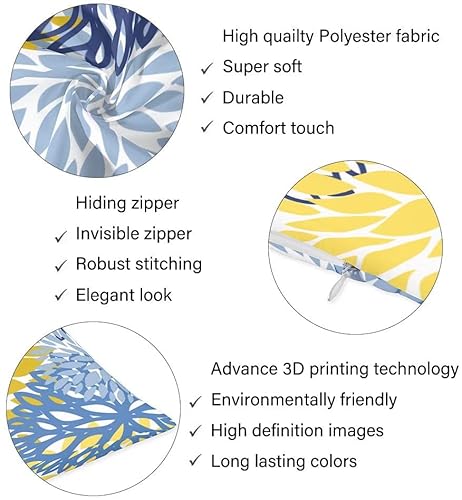 Aimstong Floral Body Pillow Cover Green Spring Floral Blue Yellow And Navy Chrysanthemum Flowers Long Pillow Case Protector With Longpillowcase407-Y-002 Longpillowcase407-Y-002 #TOP5